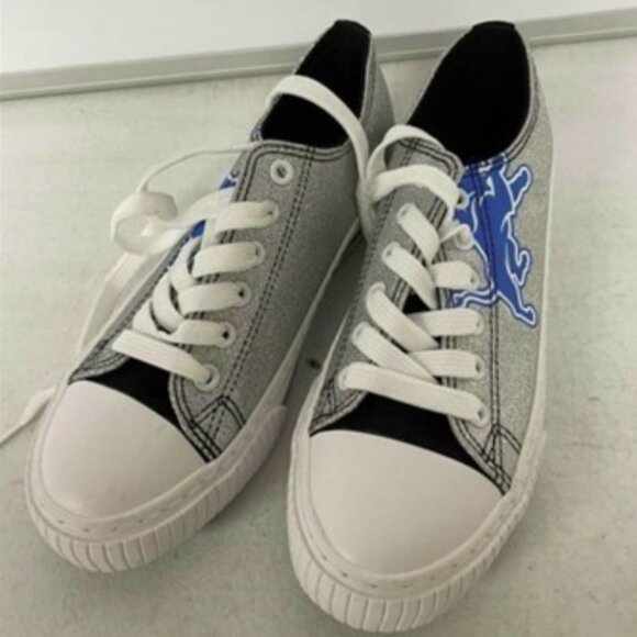 NEW Foco NFL Detroit Lions Womens Glitter Low Top Canvas Sneaker Sz 7 silver - Picture 3 of 6